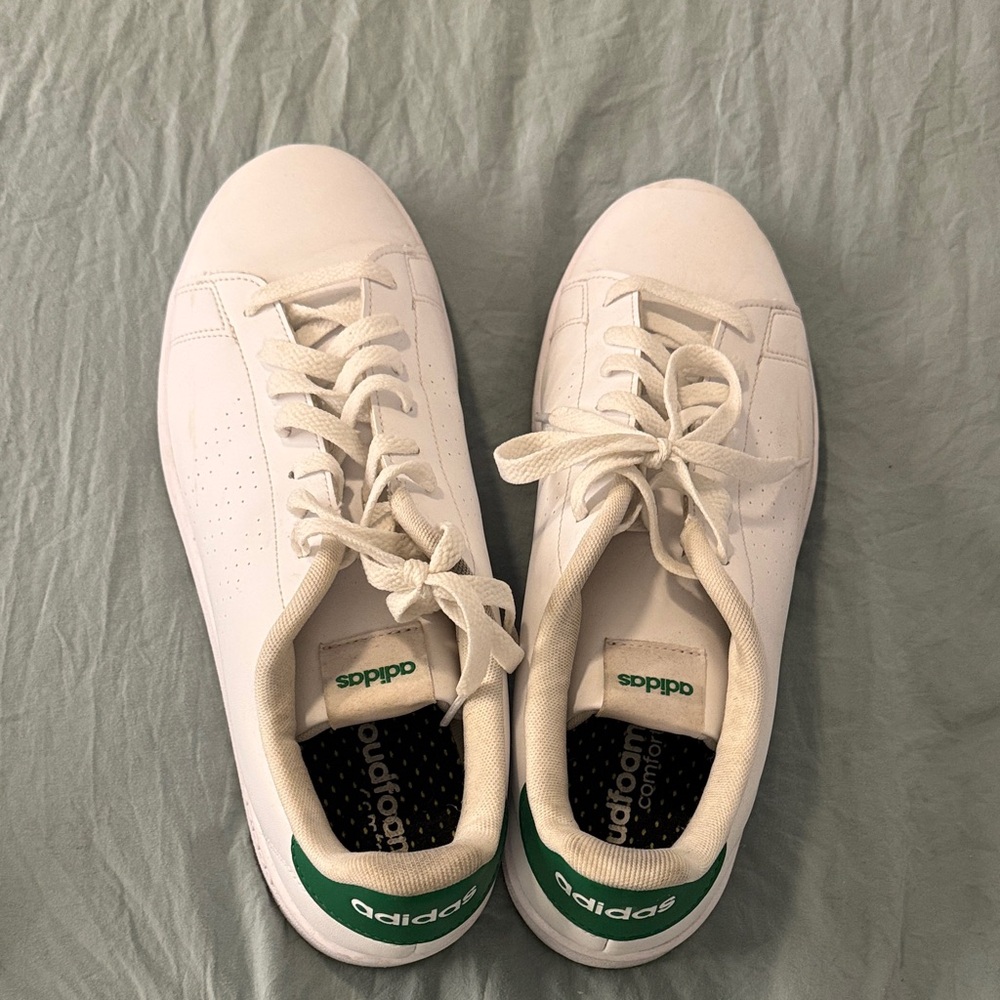 Adidas White and Green Comfort Sneakers